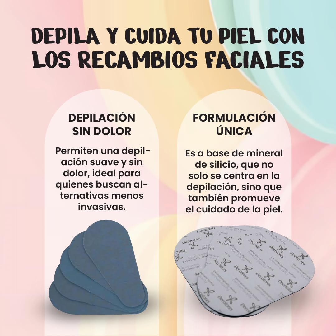 Recambios Faciales para Guantes Depilatorios 15 Discos de Mineral de Silicio Depilación Natural Cuidado Facial