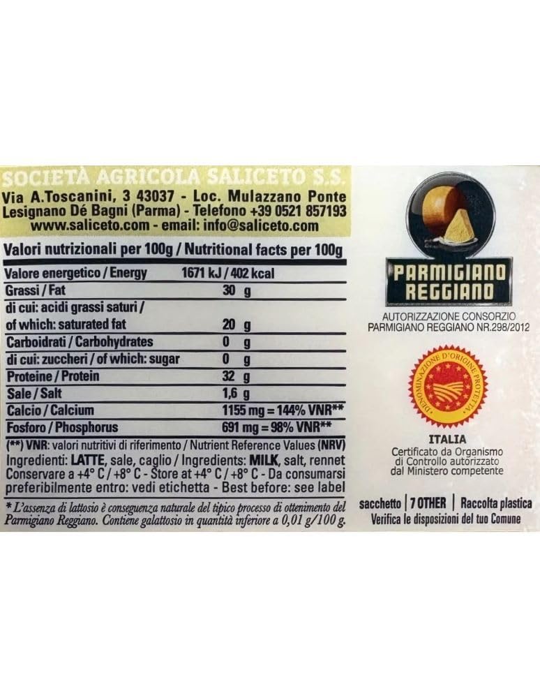 Parmigiano Reggiano Aop de colline "Saliceto", 3 formes, 4,050 Kg