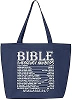 Vista 7 de shop4ever Versículos de números de emergencia bíblicos disponibles 24/7 bolsa de lona pesada con cremallera reutilizable bolsa de compras