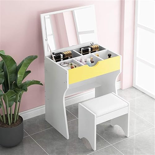 Miniatura 3 de Simple Nordic Style Home Bedroom Girl Multifuncional con espejo con taburete de maquillaje, tocador, armario de maquillaje