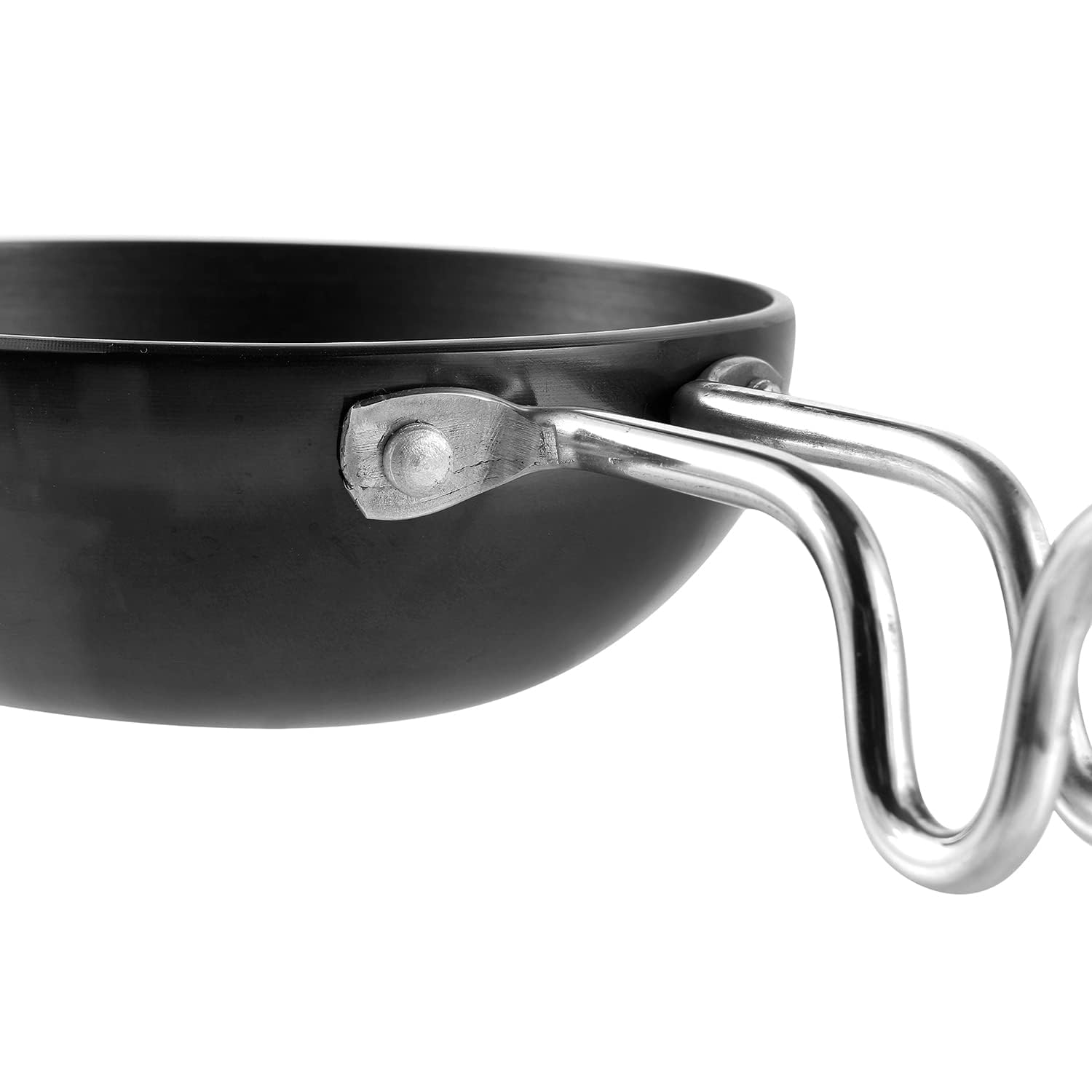 Vinod Black Pearl Hard Anodised Tadka Pan - Jumbo | 3.25mm Thickness | Natural Stick Resistant | Metal Spoon Friendly | Balance Design Handle | 2 Year Warranty - Black - Image 6 thumbnail