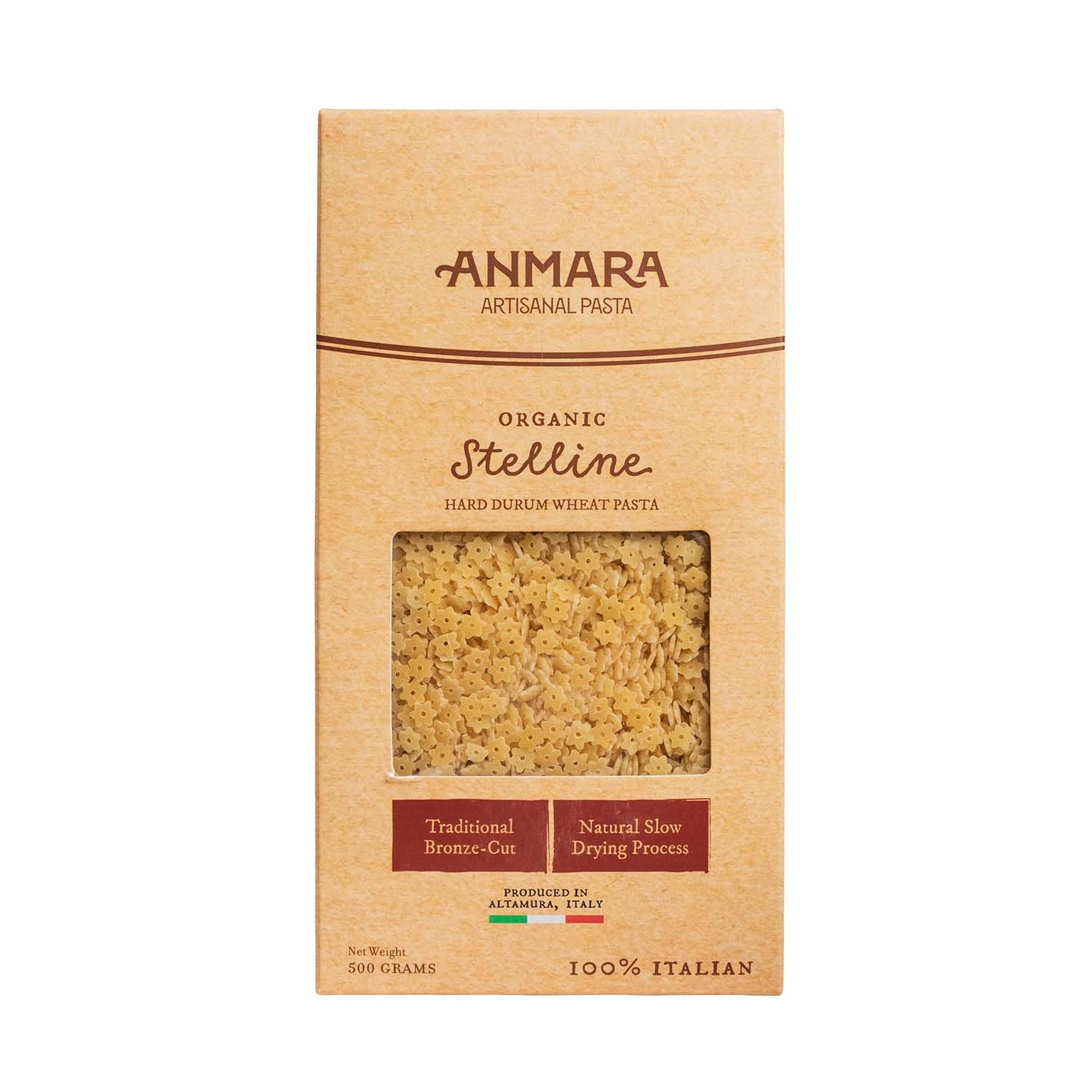 ANMARA Artisanal Pasta,Organic Stelline (Hard Durum Wheat)-500G