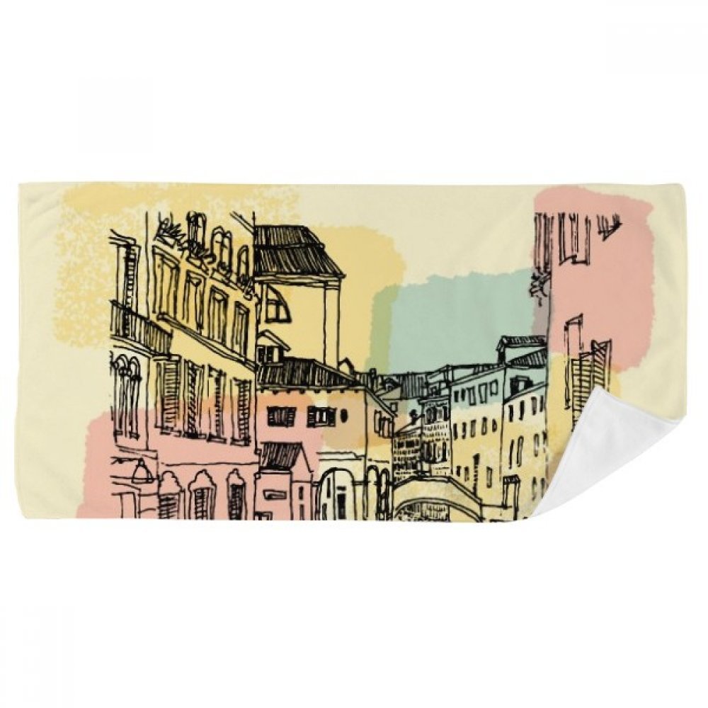 Serviette de bain Italie Venise motif touristique 35x70cm douce pour le visage au quotidien