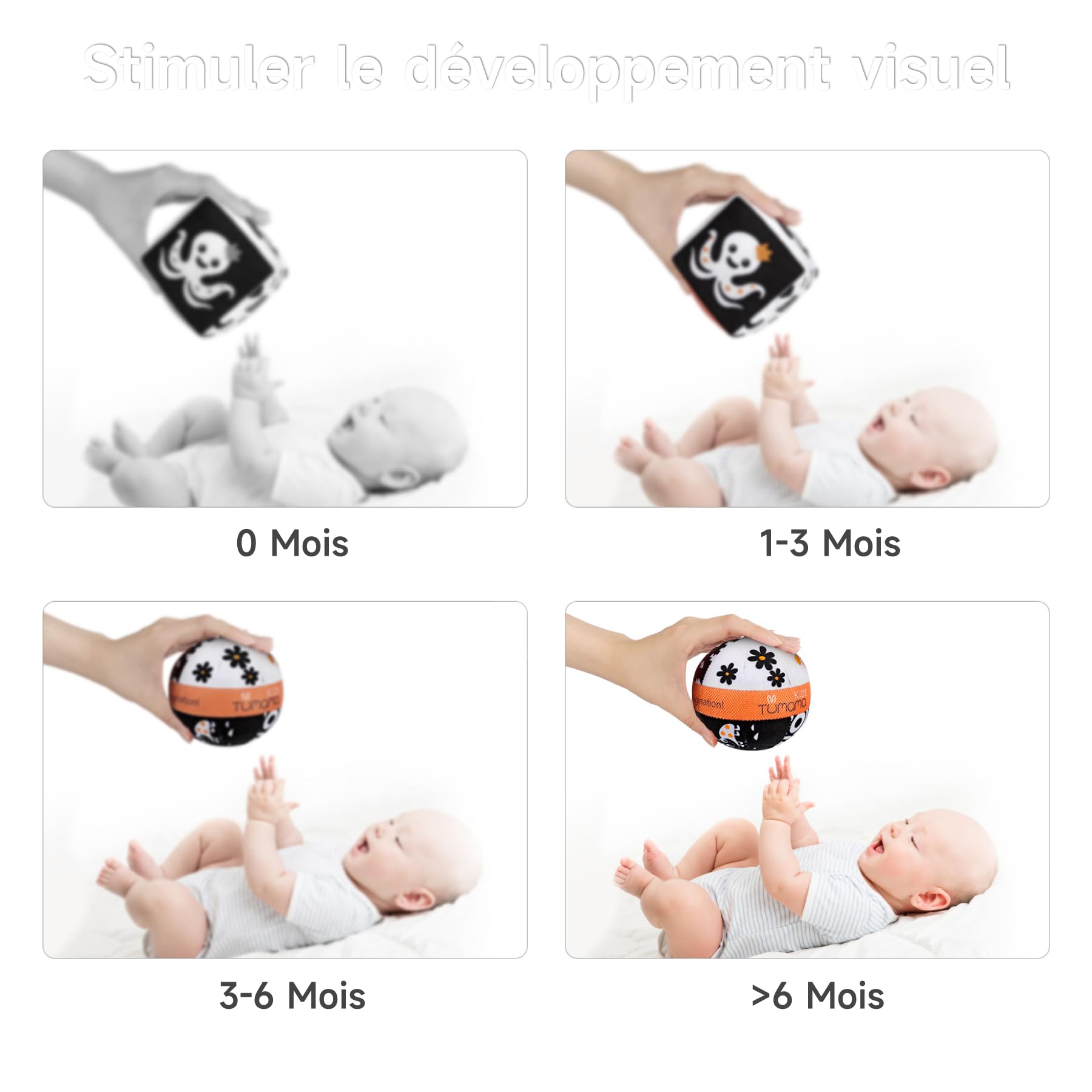 TUMAMA KIDS Jouets pour Poussettes,Noirs et Blancs Hochets en Peluche pour Cadeau de Noël bébé de 0-12 mois