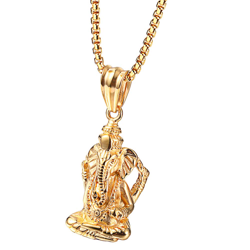 PAURO Heren roestvrij staal Ganesha olifanten God van succes Gelukkige hanger halsketting Vintage, Roestvrij staal PAURO Heren roestvrij staal Ganesha olifanten God van succes Gelukkige hanger halsketting Vintage, Roestvrij staal