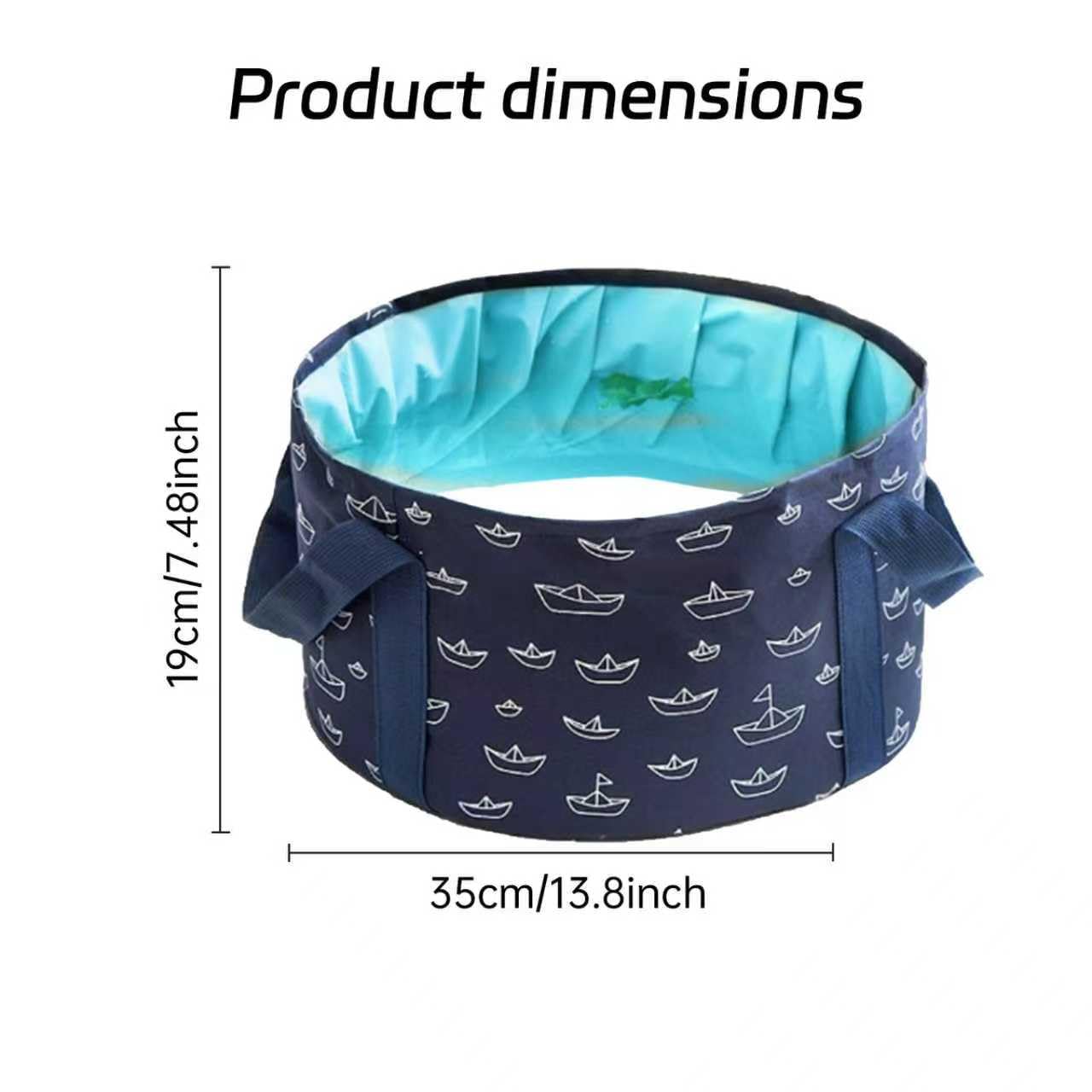 Secchio Pieghevole per Piedi da Ammollo con Custodia, 15L Bacino da Bagno Portatile, per Pedicure, per Uso All'Aperto, Campeggio, Lavati Viso, Piedi e Vestiti, per Molteplici Scopi (Blu marino）