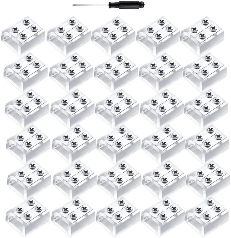 2 Pin 10 mm Solderless LED Tape Light Connector Wire Terminal Block for 5V 12V 24V Single Color LED Strip Lights, 30Pc