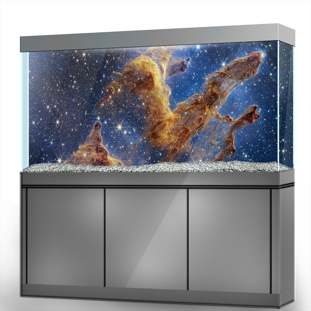 Aquarium Background Stickers - Nebula Star Space - Fish Tank Reptile Terrarium Decor Poster (90 x 60 cm / (35.4 x 23.6 inches))