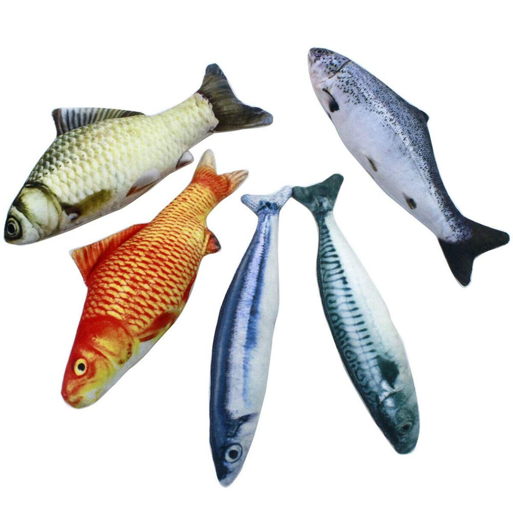Srutueo 5PCS Catnip Fish Toys - 20Cm Cat Fish Pillow Catnip Toys