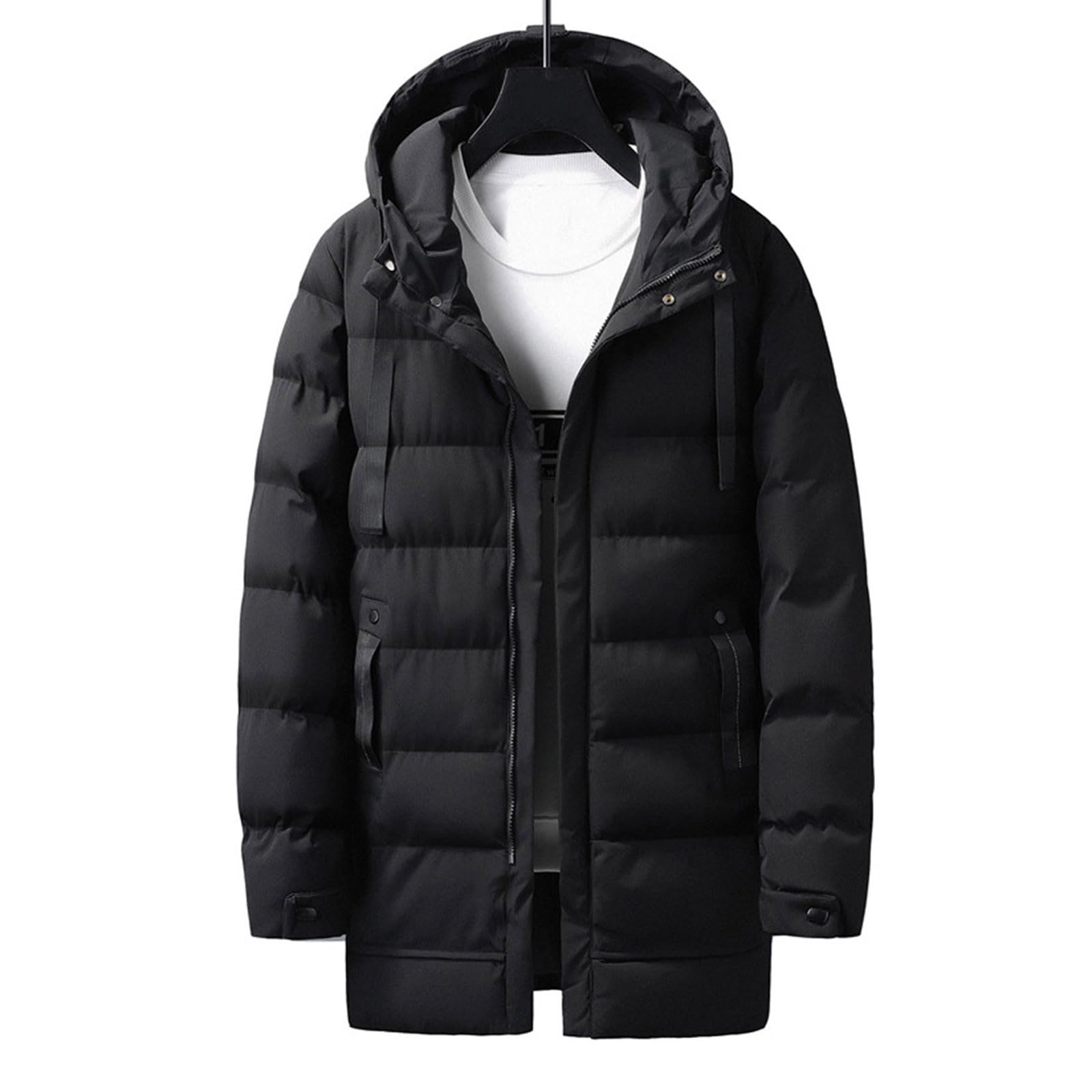 Cappotto trapuntato da uomo lungo con cappuccio di grandi dimensioni impermeabile cappotto invernale termico tinta unita piumino invernale trapuntato giacca tampone