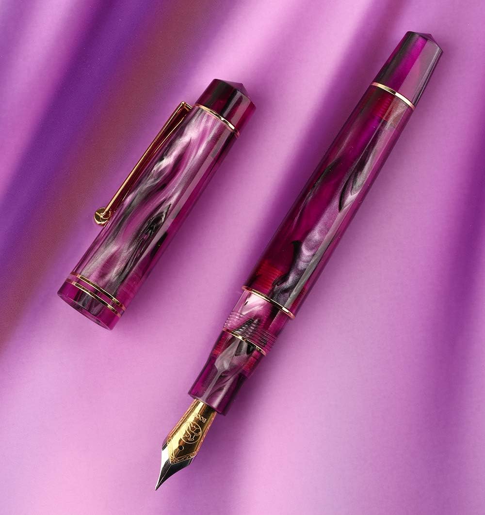 M800 Colorful Acrylic Resin Fountian Pen Germany Bock Nib with Gift Box - Purple Color