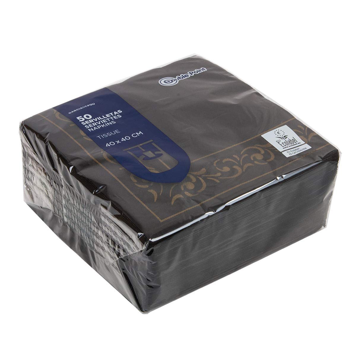 García de Pou 1200 Unidades - 120.48 Troya Servilletas Doble Punto Ecolabel, 18 G/M2, 40 x 40 cm, Negro