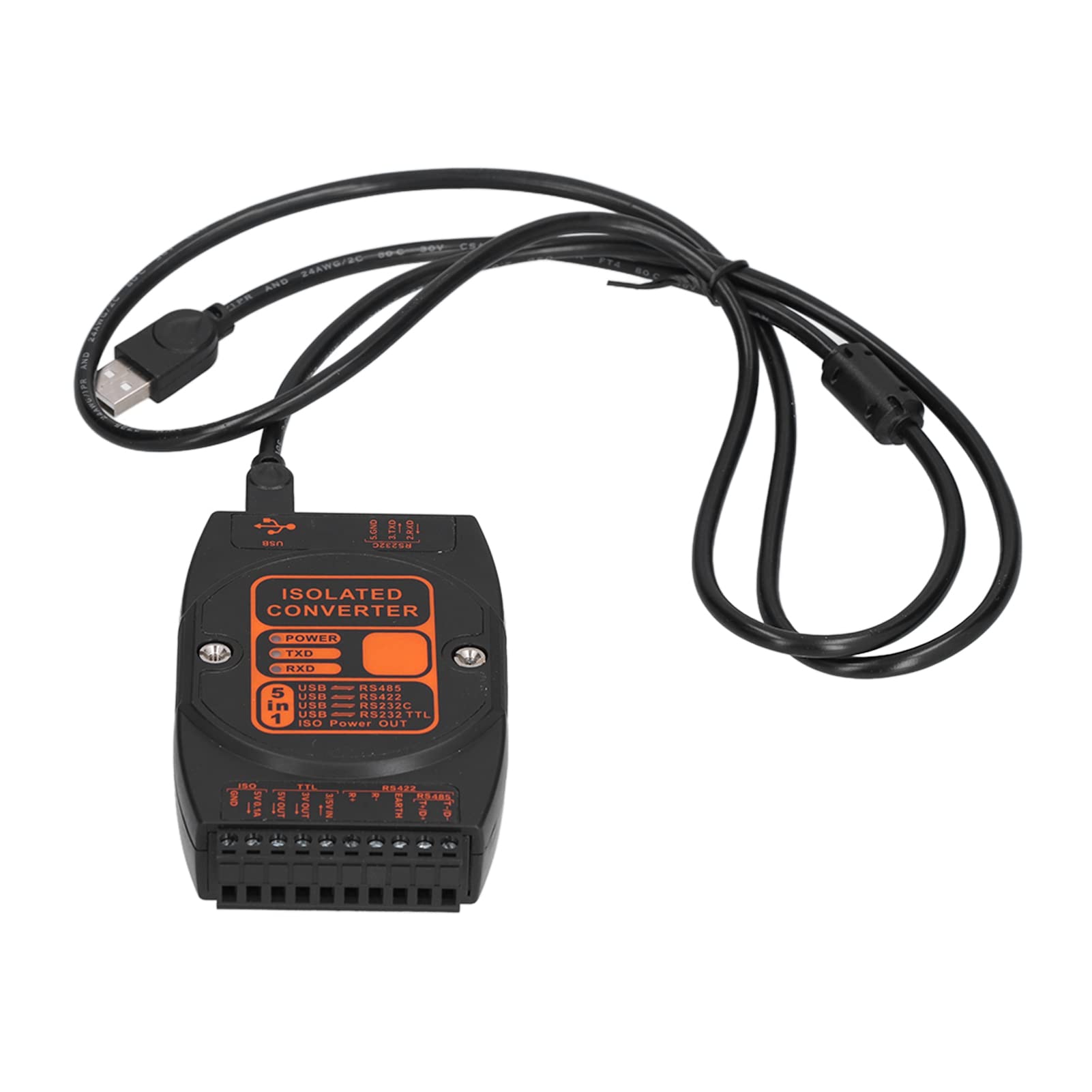 Cocoarm Adapter USB na Przemysłowy Konwerter USB na z izolacją 5 w 1 422 232 TTL ABS Obudowa Trudnopalna dla Użytkowników Automatyki PLC ((Szybkość komunikacji 3Mbt))