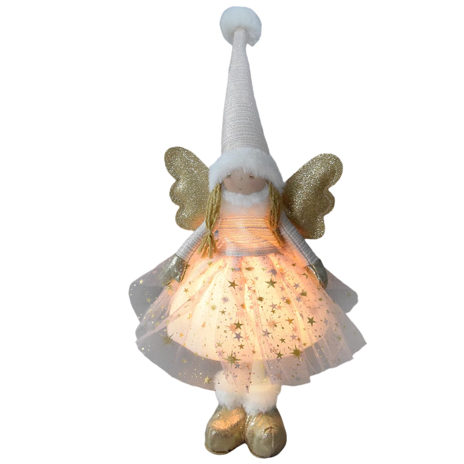 Msioytog Glowing Plush Doll Statue with LED Light Fabric Doll Figurine for Wedding Christmas Tabletop Decoration Christmas Party Centerpiece Decoration