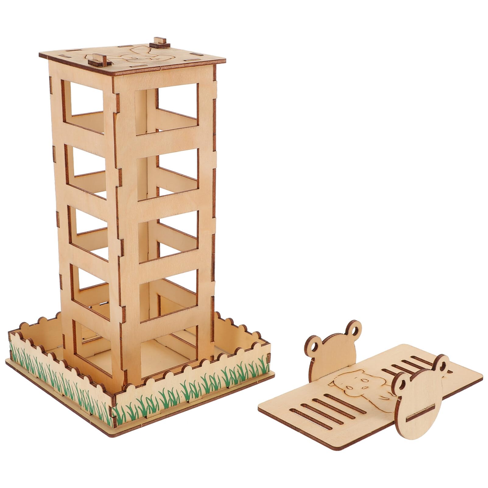 Rabbit Food Feeding Rack Wooden Feeder, Pet-self Feeding Holder Rabbit Cage Accessories for Bunny Chinchilla Guinea Pig