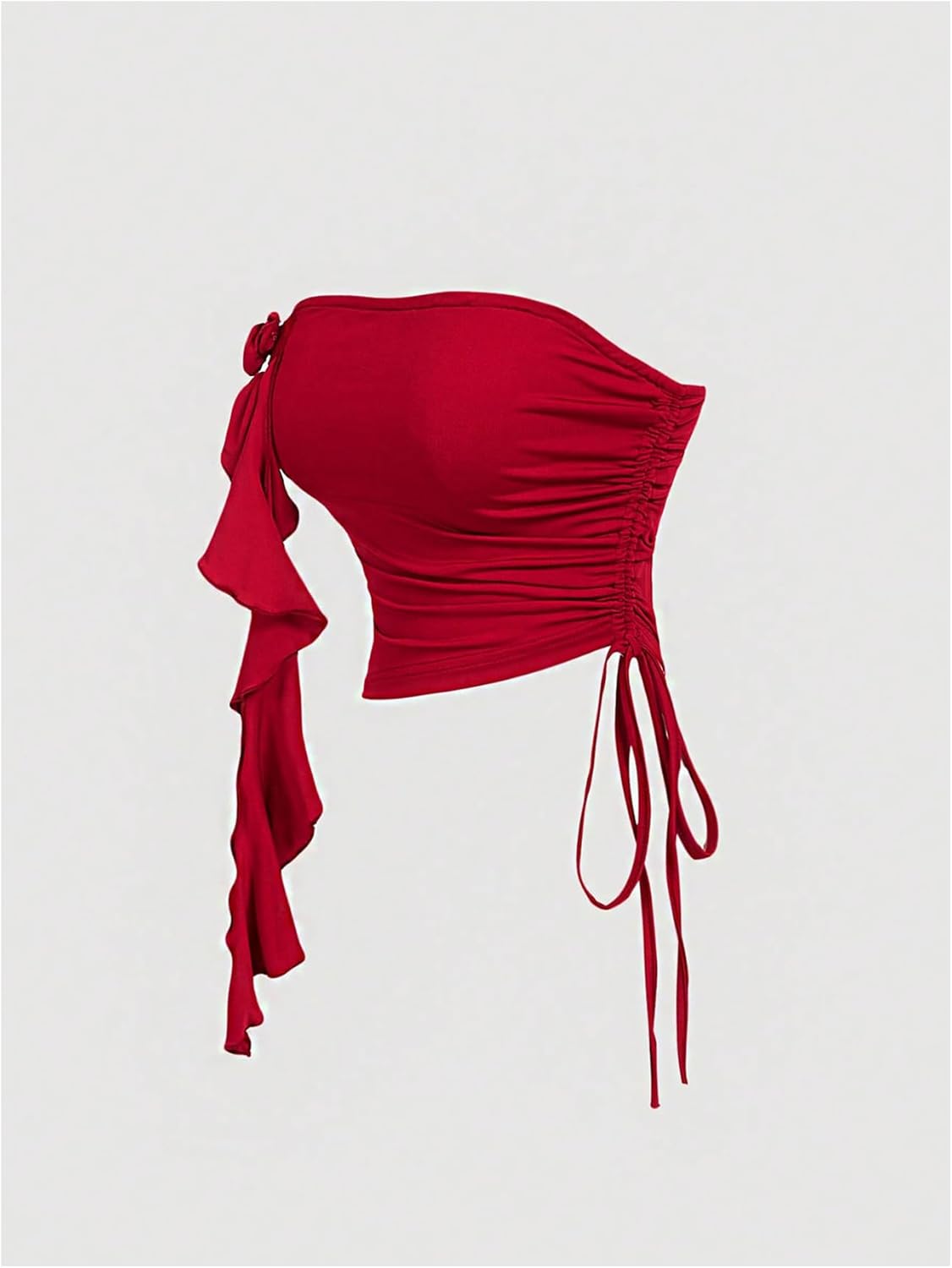 SweatyRocks Women's Y2k 2 Piece Outfits Ruffle Trim 3D Floral Tube Top and Layered Skirt Set - Image 3