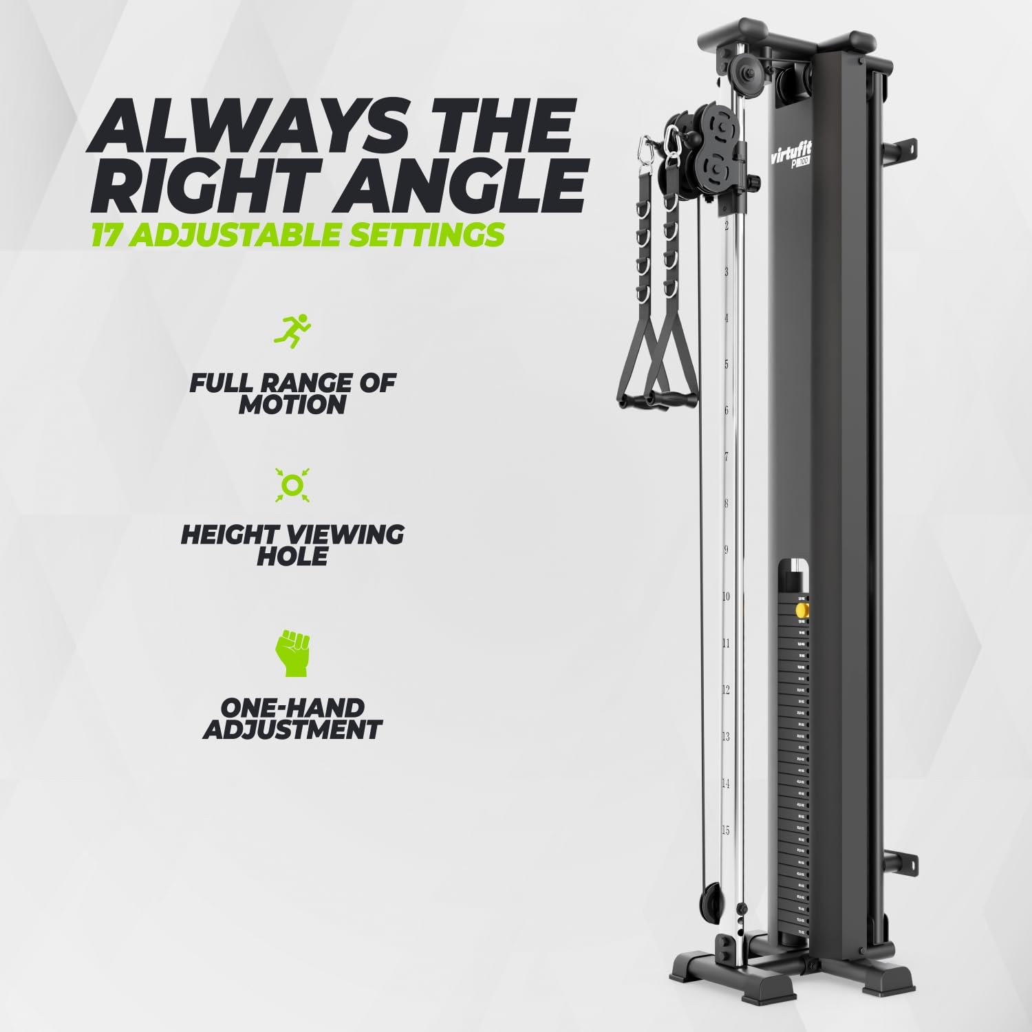 VirtuFit PL100 Single Pulley Station – Kabelzugstation für Krafttraining – 75 kg Gewichtsstapel – Höhenverstellbar – Robuste Stahlkonstruktion