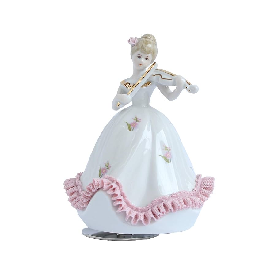 Amazon.co.jp: オルゴール ヴァイオリン少女（ピンク） 陶製