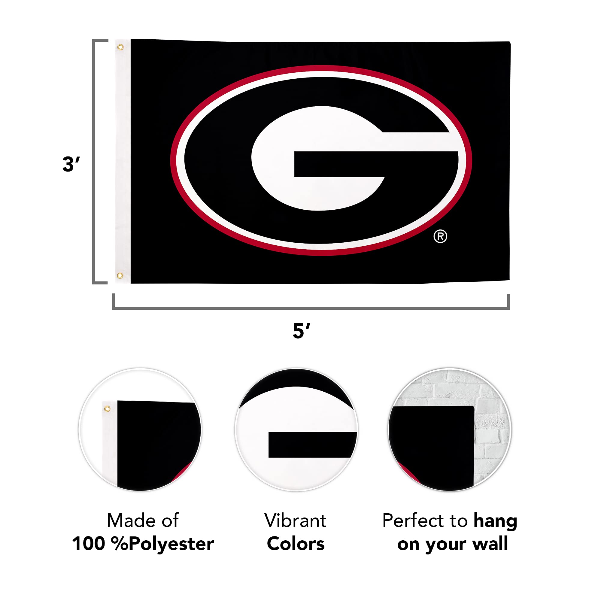 Desert Cactus University of Georgia Flag Bulldogs UGA Dawgs Banners 100% Polyester Indoor Outdoor 3x5 feet Flags (Design 2)