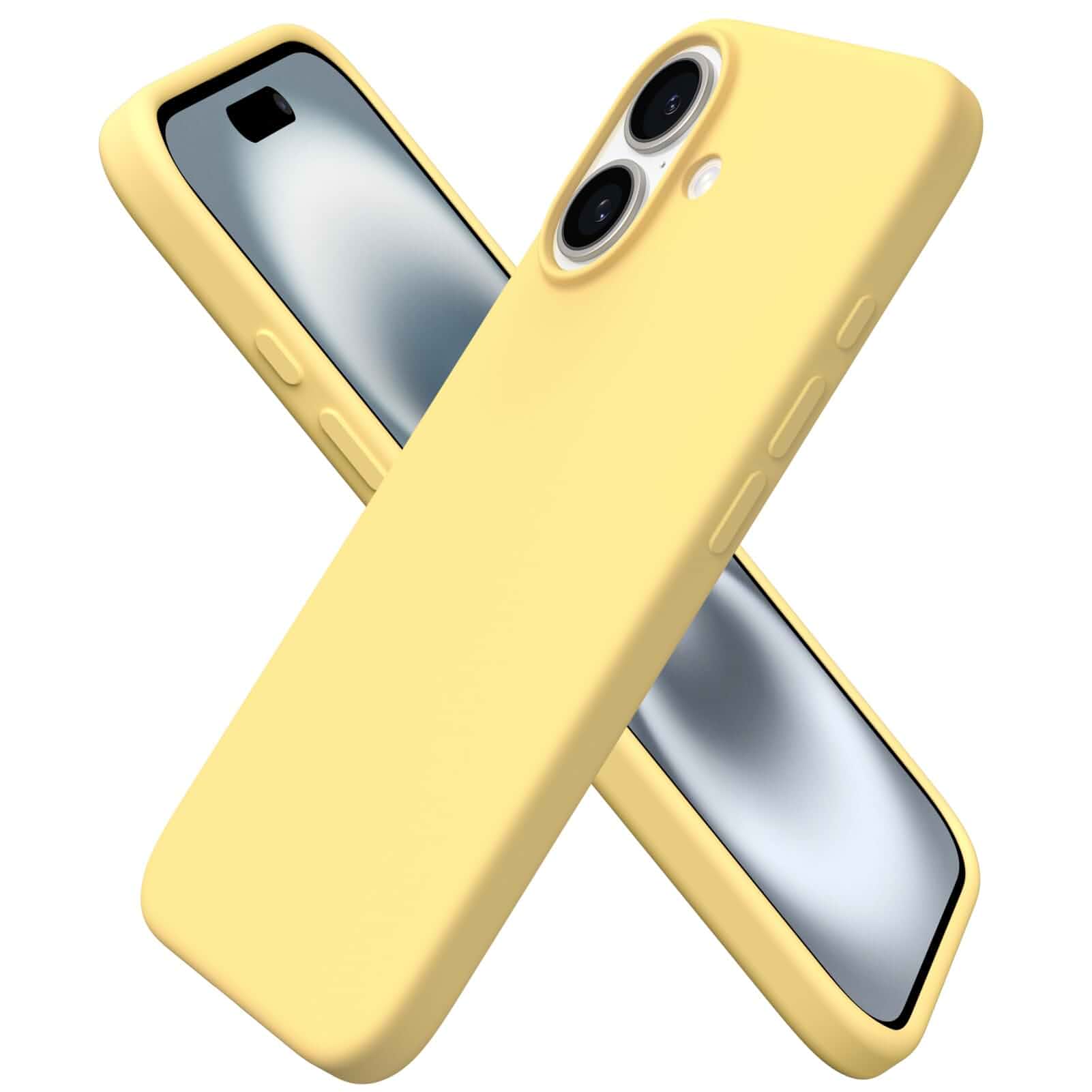 ORNARTO for iPhone 16 Case 6.1", Slim Liquid Silicone,Buttercream Yellow Silky-Soft Touch, Shockproof Protection, Anti-Fingerprint Finish, Lightweight Design, Microfiber Lining, Responsive Buttons