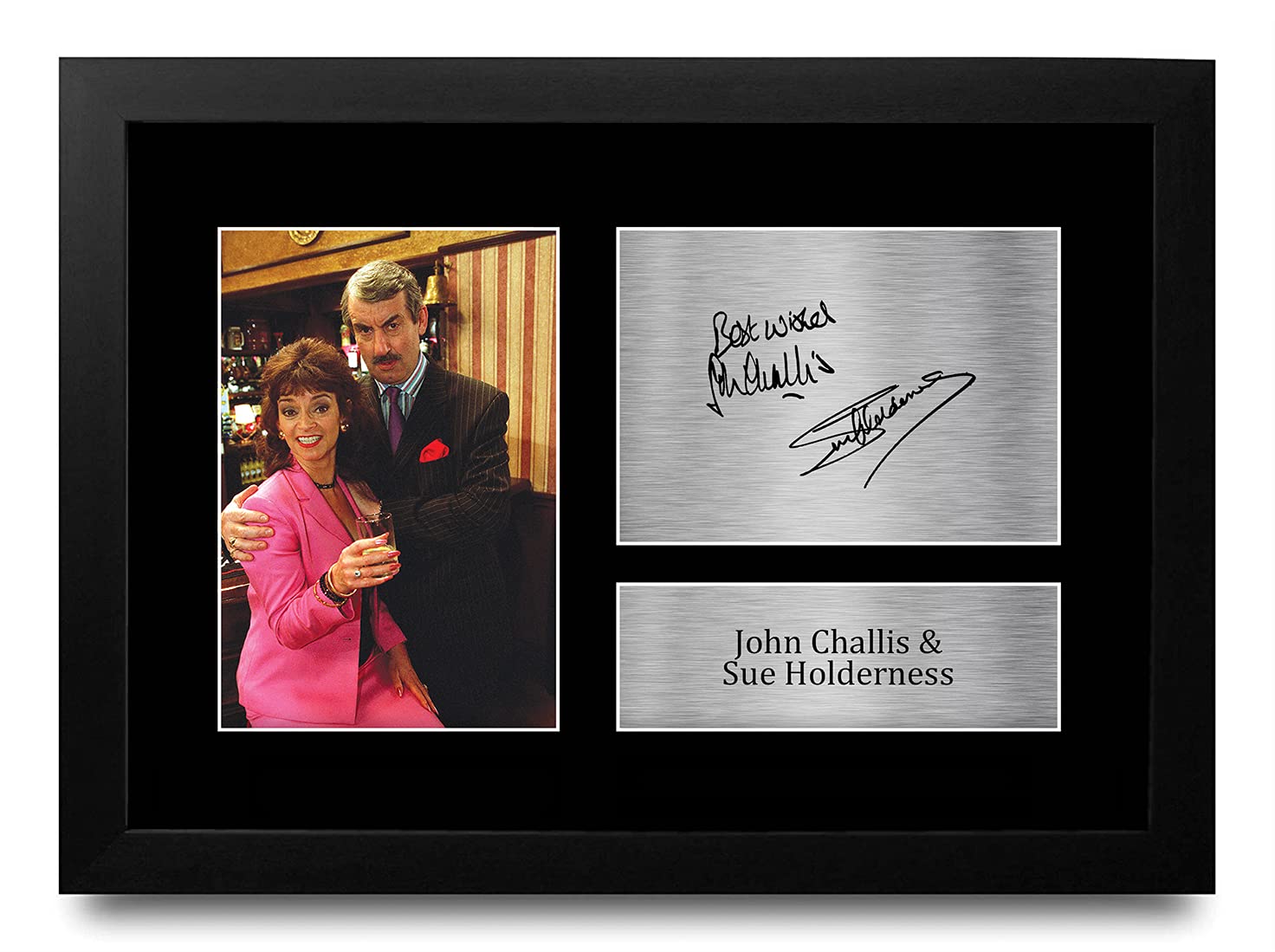 HWC Trading FR A4 John Challis & Sue Holderness Only Fools & Horses Boycie, Marlene Gifts Printed Signed Autograph Picture for TV Show Fans - A4 Framed