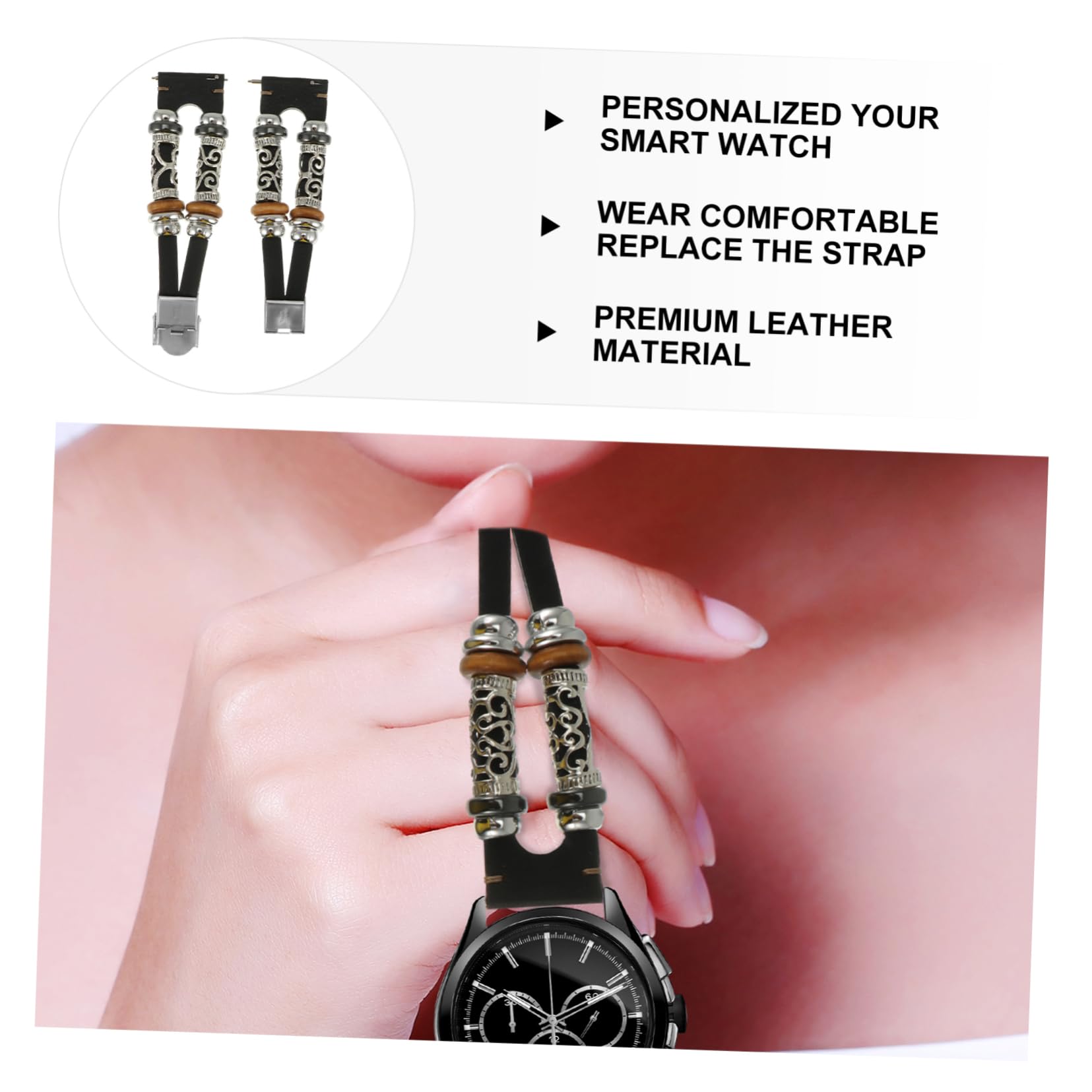 HOMSFOU Correa relojes para hombres banda duradera 3 bandas de repuesto smartwatch smart watch relojes inteligentes para hombres cinturón de muñeca muñequeras de cuero metal