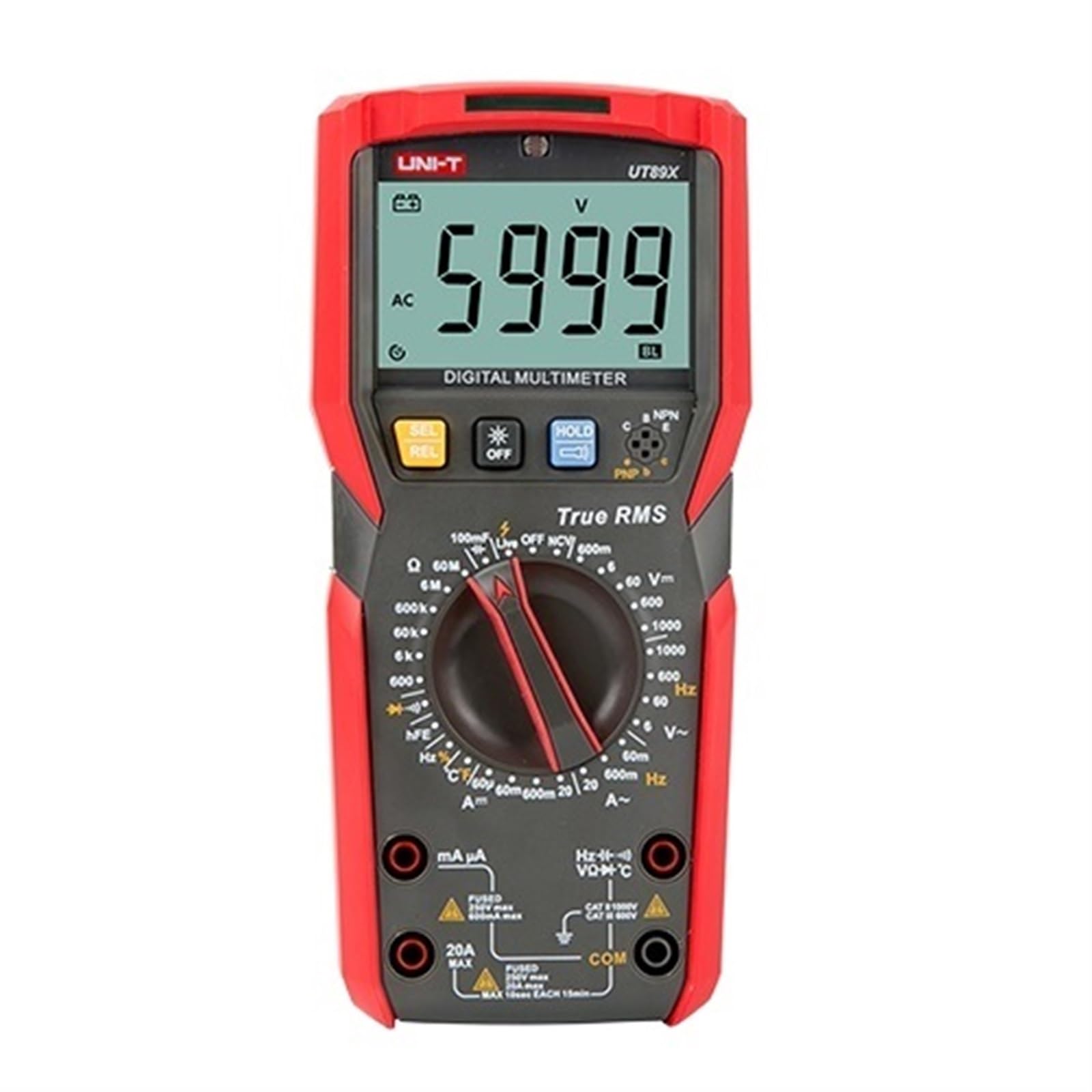 UT89X UT89XD Professional Digital Multimeter True RMS NCV 20A Current AC Voltmeter Capacitance Resistance Tester(UT89X)-image-16