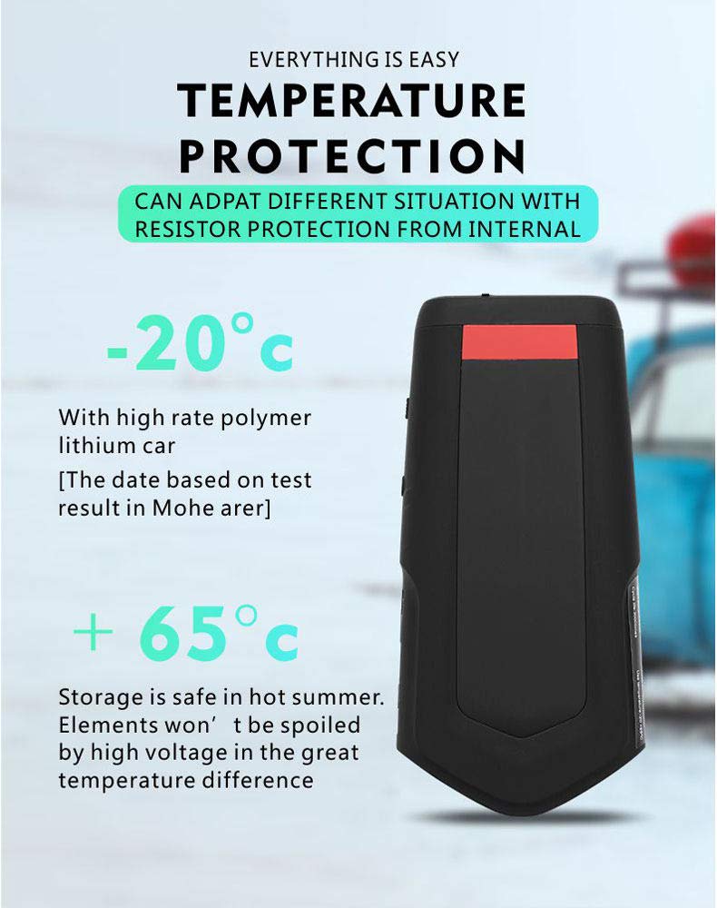 Booster Batterie Voiture - 800A 13200mAh Portable Jump Starter, Démarrage de Voiture, Alimentation Eléctrique d'urgence pour Voiture avec Lamp LED [Classe énergétique A+++],12000mAh