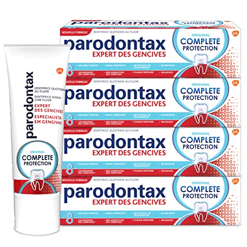 Parodontax Dentifrice Complete Protection Original, 8 Benefices, Contre le Saignement Occasionnel des Gencives, Lot de 4x75ml
