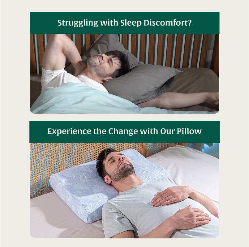 Image of The White Willow CervicalPillow for Neck Pain & Shoulder PainRelief-Set of 2CoolGelMemory Foam Pillow for Sleeping-OrthopedicPillow forSpondylitis-Ortho Neck Support Medical Pillow-King-Classic White