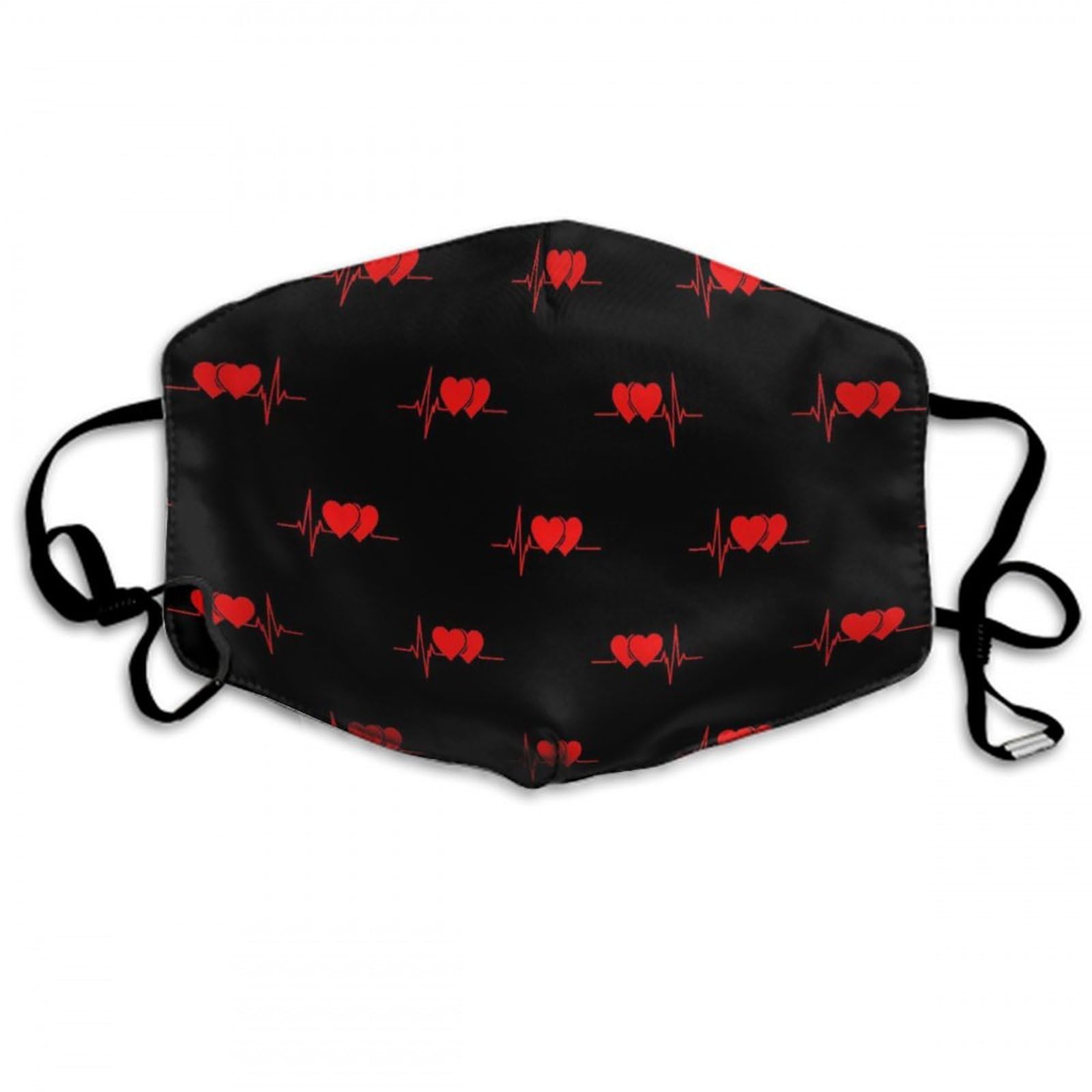 Women Men Nurse Red Love Heart Heartbeat Mouth Face Mask Face Scarf, Reusable Anti Dust Windproof Face Balaclava Nose Mouth Coverings ( SIMILAR TO STOCK)