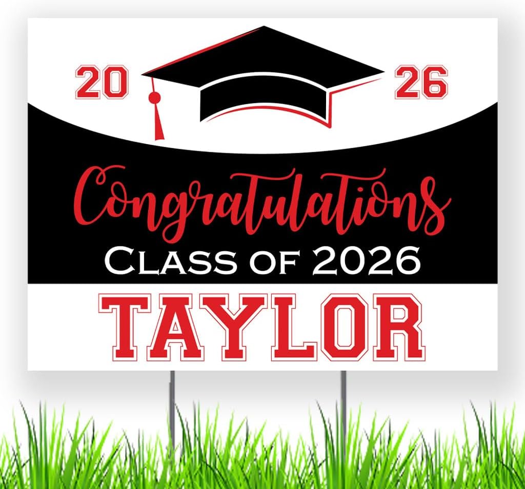 School Spirit Class of 2026 Personalized Graduation Party Yard Sign with Metal Stake