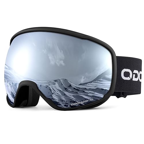 Odoland Snow Ski Goggles S2 Double Lens Anti-Fog OTG Windproof UV400 Eyewear for Men, Women and Youth-Skiing Snowboarding - Sliver Lens Vlt 14%