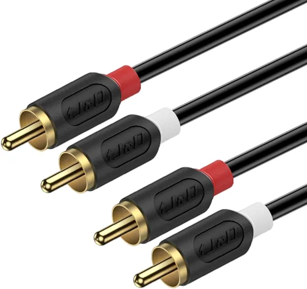 J&D RCA Cable, Gold-Plated Audiowave Series 2RCA Male to Male Stereo Audio Cable for Home Theater, HDTV, Gaming Consoles, Hi-Fi Systems, 6 Feet