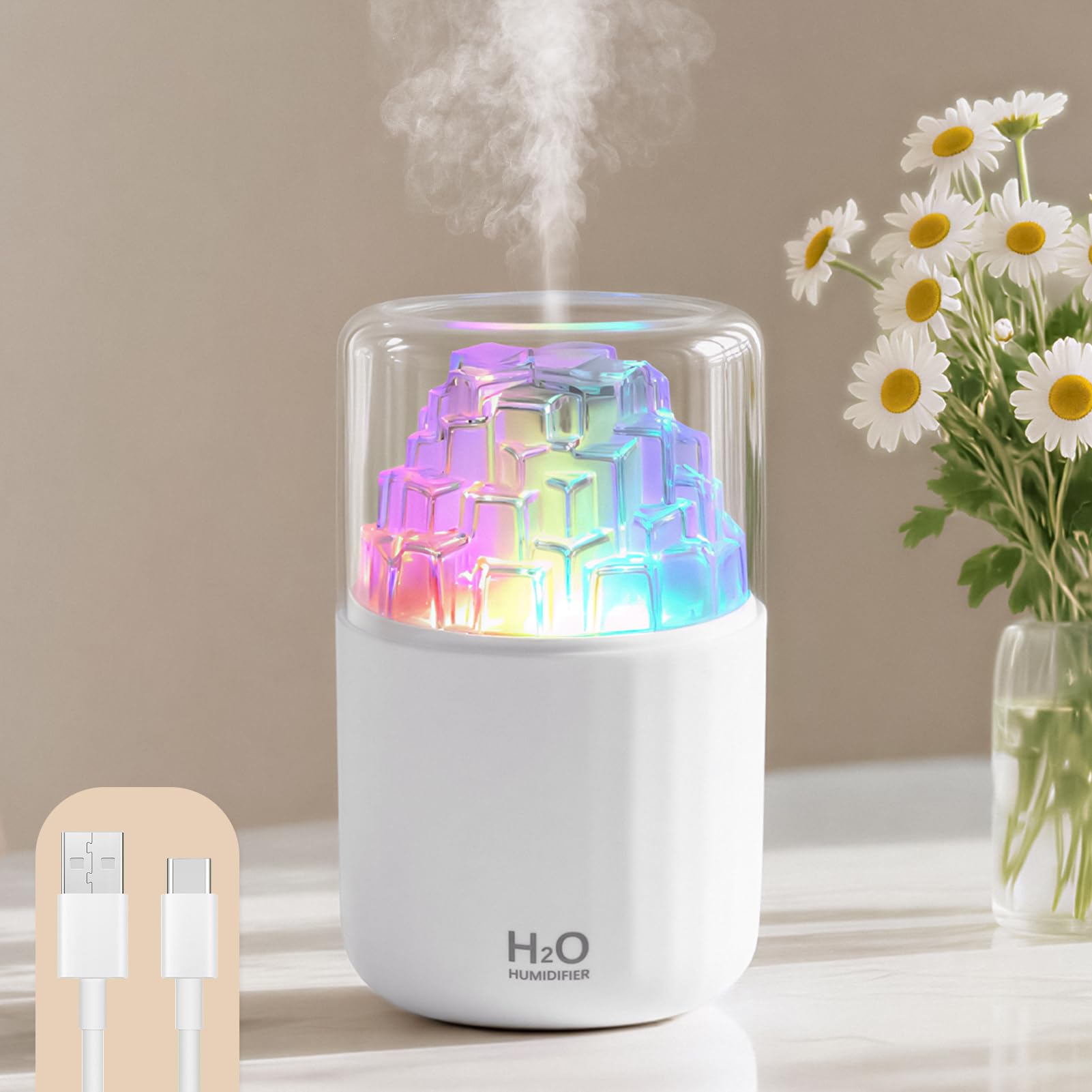 Portable Mist Humidifier with Colorful Light Auto-Off USB Desktop Personal Humidifiers 665