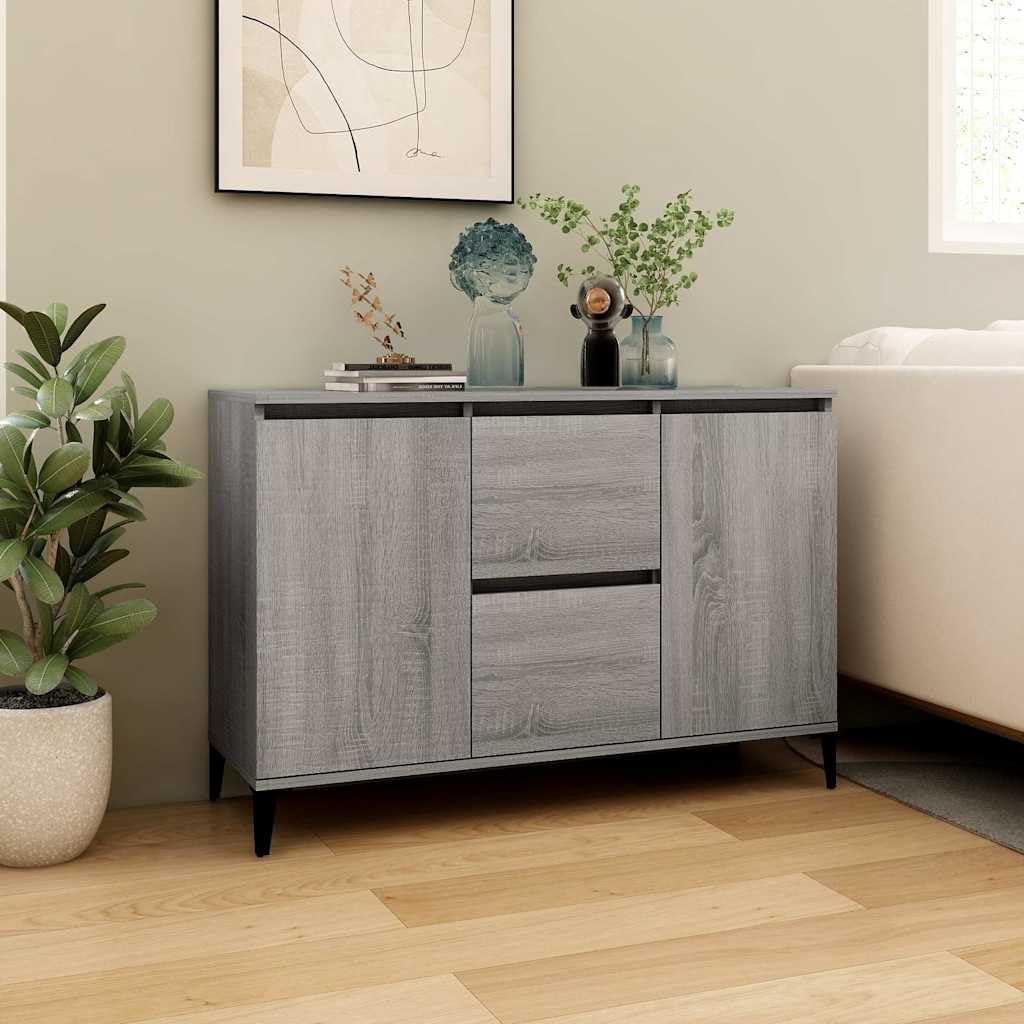 Credenza grigio Sonoma, 102 x 35 x 70 cm, comò con 2 ante e 2