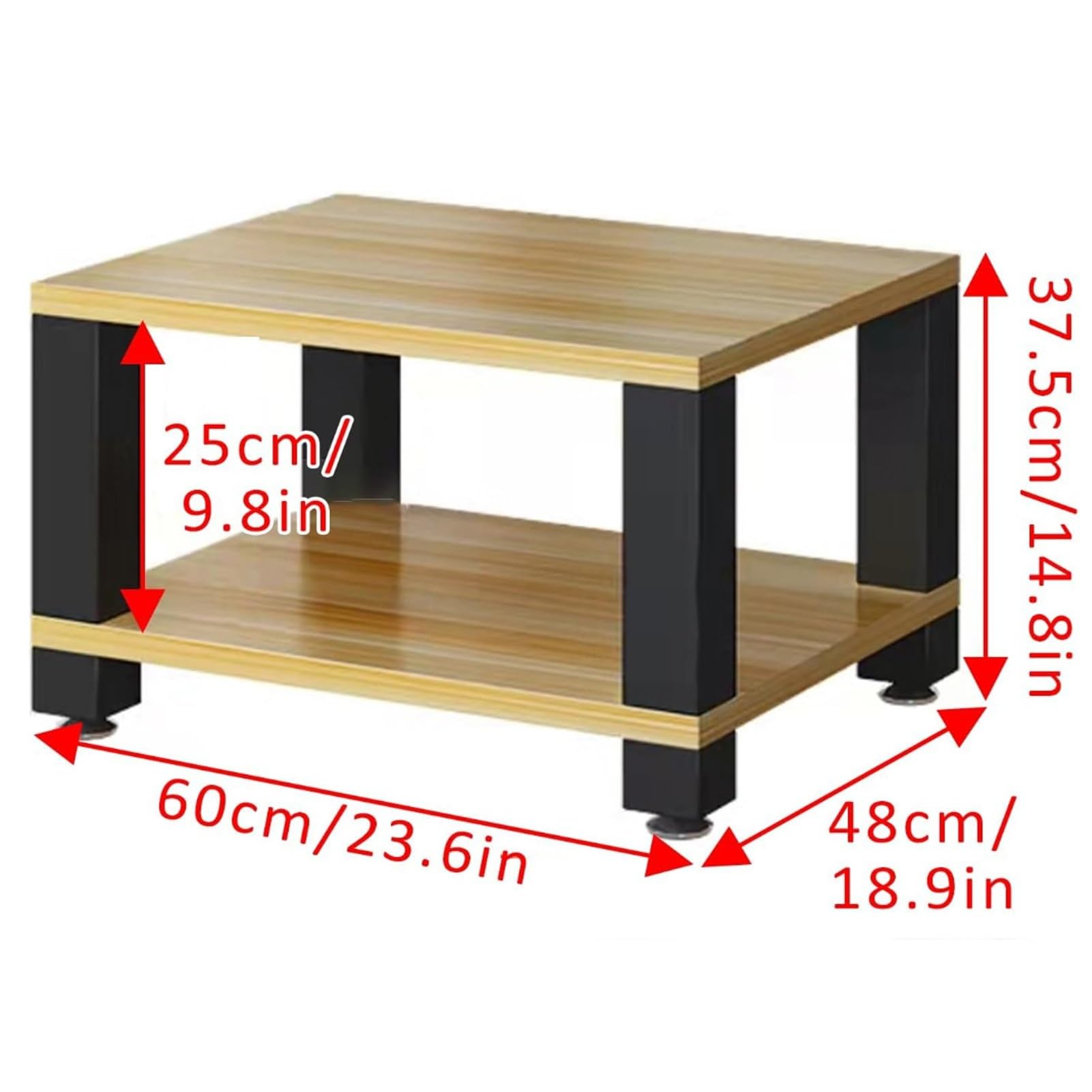 Stojak na Media, Szafka do Przechowywania z Nóżkami, Stojak na Drukarkę, Audio-wideo Półkami, Stojak Audio Stojak na Odtwarzacz Wieżowy do Domu/biura(Black,37.5cm/14.8in)