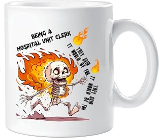 Funny Skeleton Hospital Unit Clerk gift for coworker mug, Christmast Gifts For Hospital Unit Clerk Appreciation Gift Friends Birthday