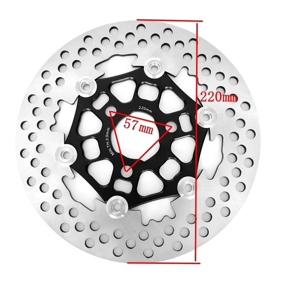 moto Rotore Disco freno posteriore Disco Freno Universale Flottante Per Moto, 220 Mm, Per Passo Del Foro 57, Per Scooter, Sportive, Accessori Di Ricambio