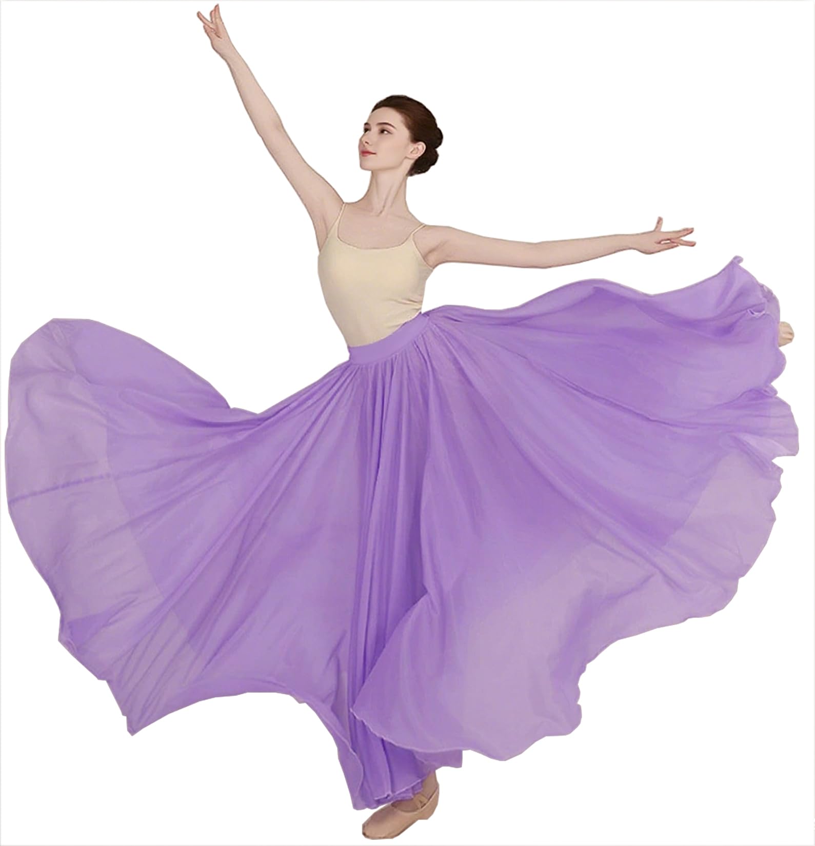 Falda larga y transparente de baile lírico para mujer, falda envolvente y moderna, disfraz de ballet