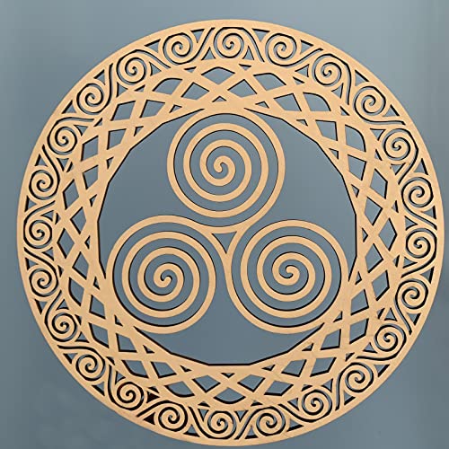 Image of Celtic Symbol Wall Decor 12 inch Wooden Sacred Geometry 4Pcs Set Tree of Life Celtic Cross Trinity Knot Triple Spiral Symbol Nordic Celtic Rune Wood Sign Irish Wall Art Wood Art Paint DIY Graffiti Decor