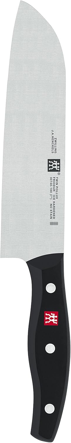 ZWILLING Cuchillo Santoku, Longitud de la hoja: 18 cm, Hoja grande, Mango especial de acero inoxidable/plástico, Twin Pollux