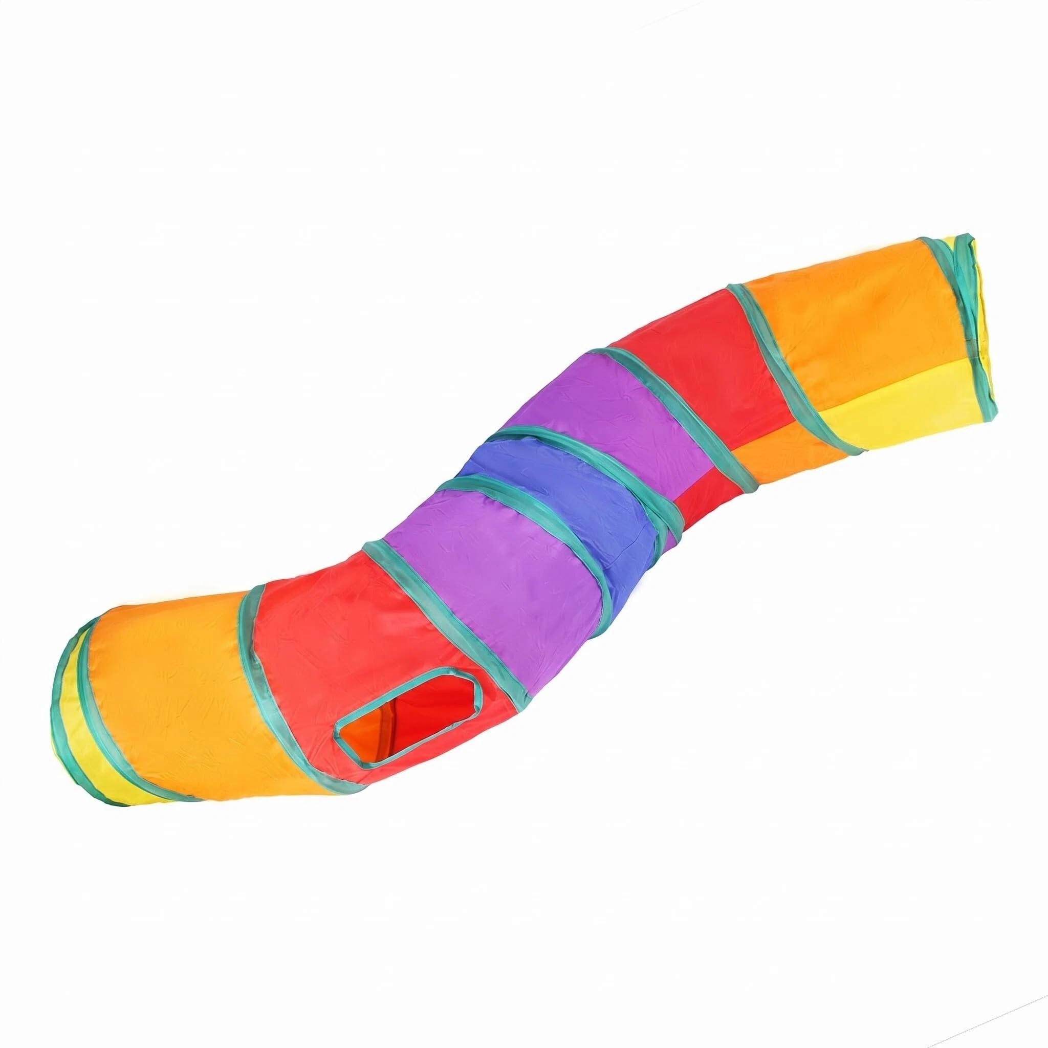 Cat Tunnel with Colourful Design, 48.5 Inch S-Shape Collapsible Play Tunnel for Cats & Small Pets, Durable Foldable Toy with Steel Frame, Easy Clean Interactive Toy for Indoor Cats