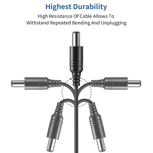 Miniatura 3 de 1 cable de extensión de alimentación CC de 3 pies, cable de extensión de 0.217 in x 0.083 in, cable de extensión de 12 V para cámara de seguridad,