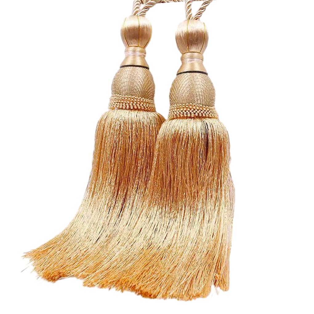 Lot de 5 rideaux à pompons polyvalents pour décoration de chambre, facile à entretenir, en polyester durable, accessoires de chambre, décoration de la maison, doré 1