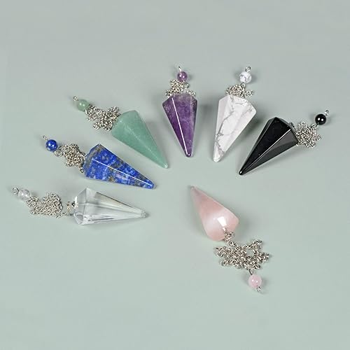 Miniatura 4 de Péndulo de punta de cristal de cuarzo transparente para sanación, radiestesia, equilibrio de energía, chakra, adivinación para meditación 37mm