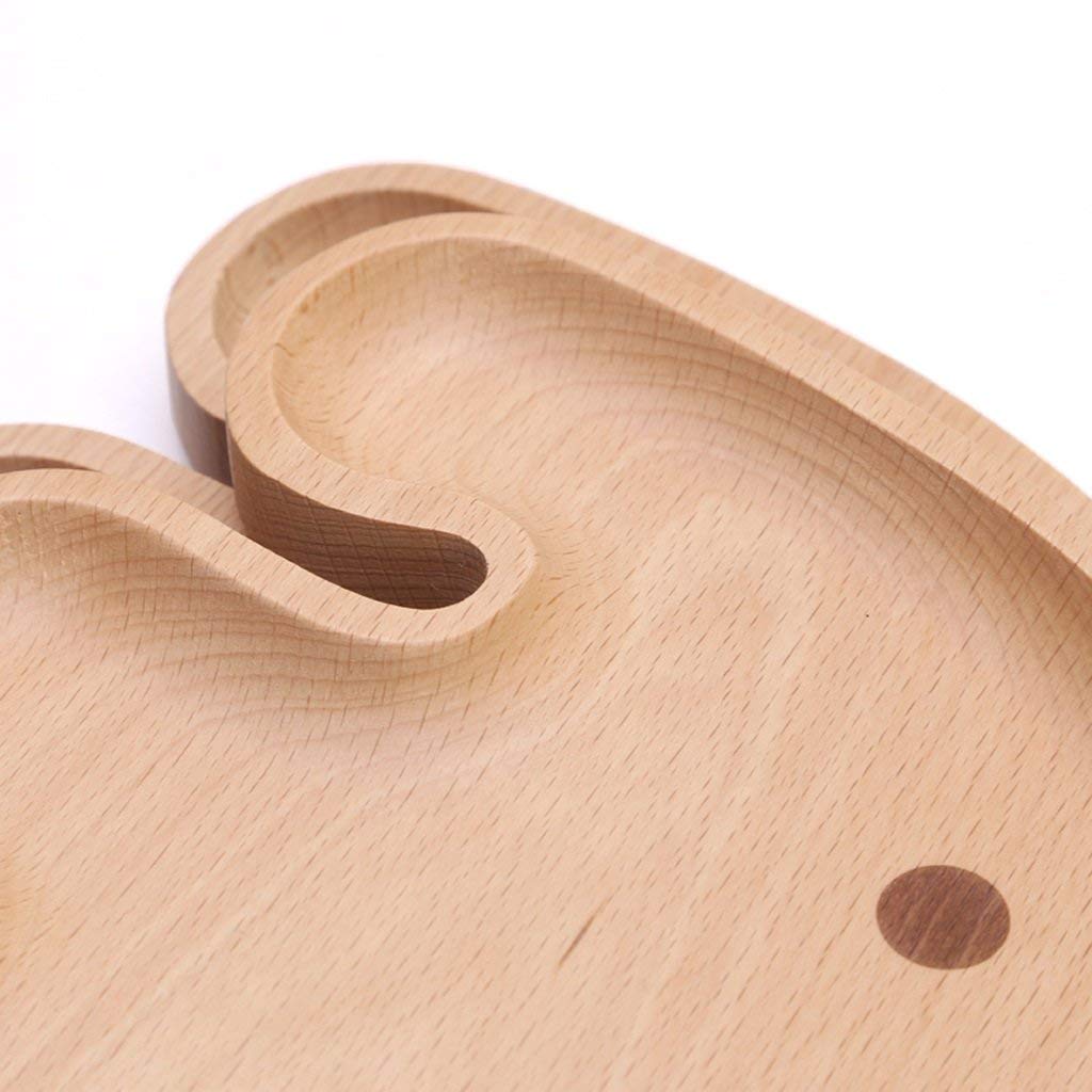 Piatto da frutta in legno per bambini, con elefante, insalatiera multifunzionale per snack e dolci, 24,8 x 12,8 x 2 cm