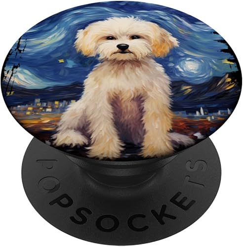 Maltipoo Dog Starry Night Painting Dog Mom Dad PopSockets Standard PopGrip