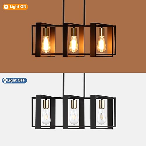 Miniatura 6 de Iluminación de isla de 23.6 pulgadas, lámpara de comedor con 3 luces, iluminación lineal de isla de cocina para mesa de billar, sala de estar, Madera