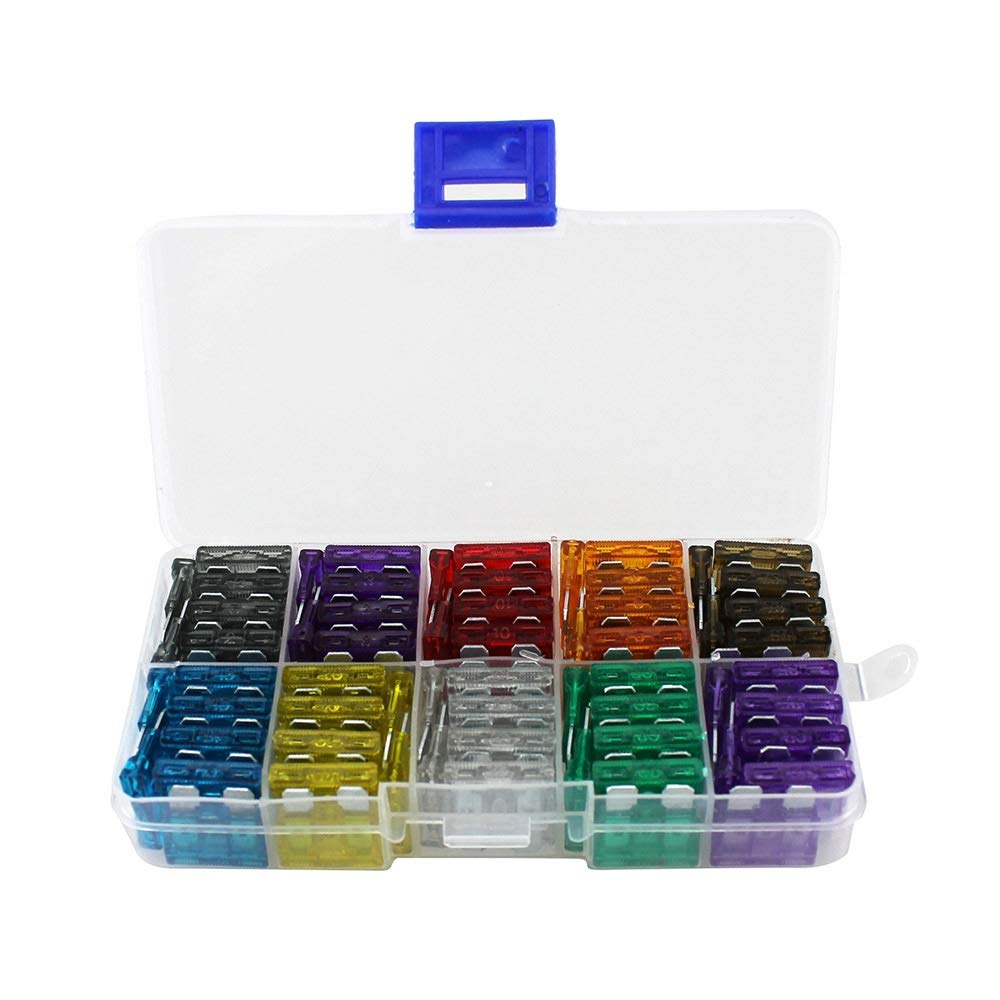 Fuses and Accessories for Car 100pcs Assortment Standard Blade 2A 3A 5A 7. 10A 15A 20A 25A 30A 35A for Vehicle Motorcycle Boat Truck